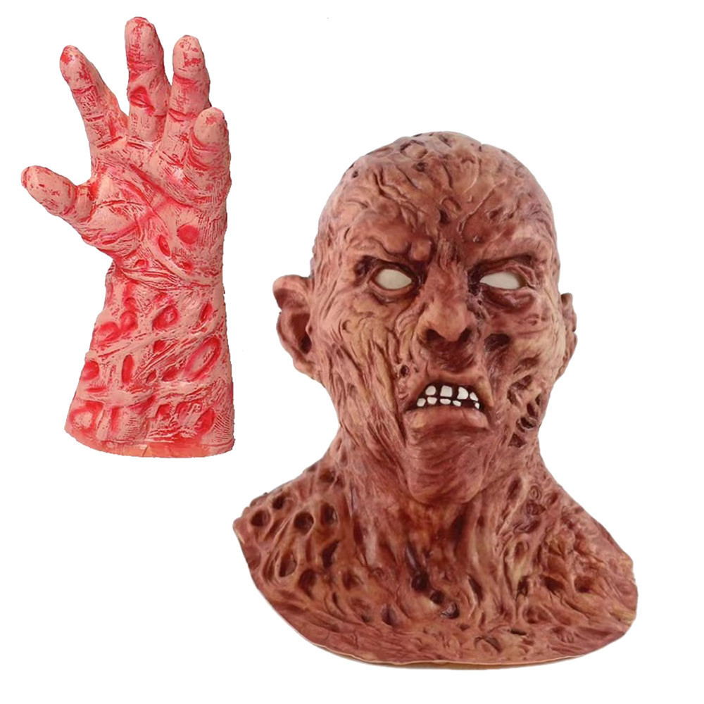 Freddy Krueger Mask/Gloves Elm Street Nightmare Long Gloves (Long Fingers, Horror Cosplay Accessory)