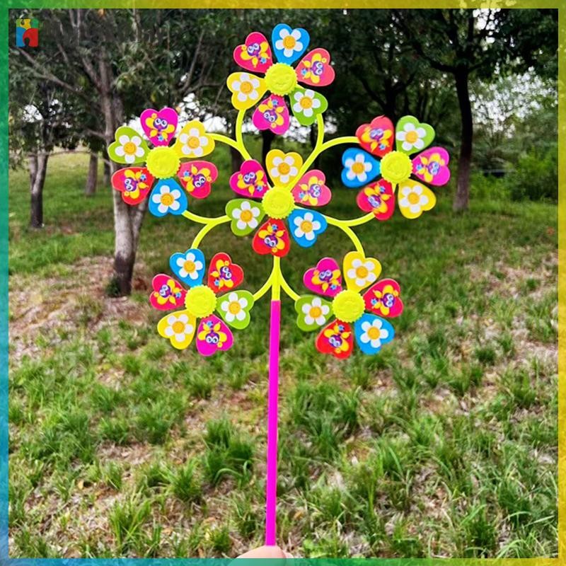 Mypink 1 ชุด Whirligig Wind Spinner Pinwheel Yard ตกแต่งสวน 6 ล้อการ์ตูน Windmill ของเล่น DIY Craft 