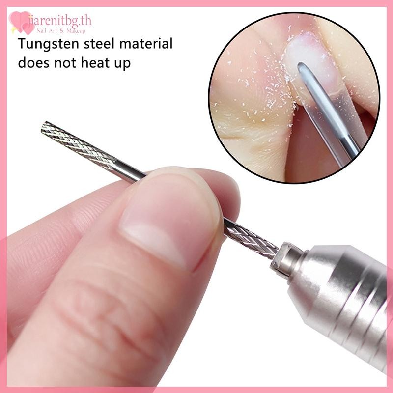 RENBG คู่หัวทังสเตน Carbid เล็บเจาะ Bits เล็บเครื่องมือ 2 In 1 Milling Cutter สําหรับเล็บ EFile เล็บ
