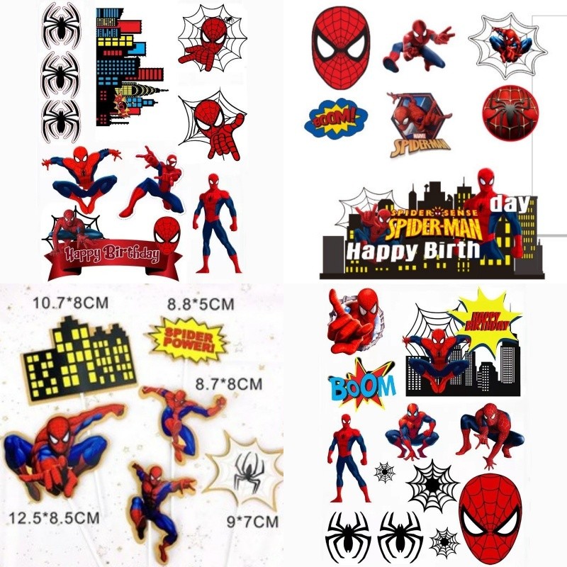 ร้อนขาย Spider Man เค้ก Plugin สําหรับเด็ก Superhero วันเกิดขนมเค้กตกแต่ง Plugin