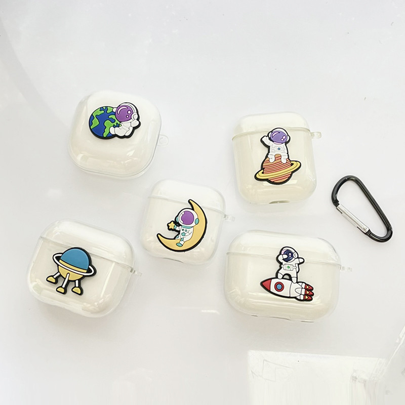 สําหรับ QCY MeloBuds ANC กรณี HT05/MeloBuds Pro/arcbuds Lite นักบินอวกาศซิลิโคนโปร่งใสหูฟังสําหรับ Q