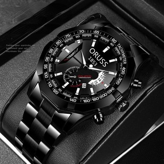 ORUSS Relógio De Pulso Para masculino De Aço Inoxidável À Prova D'água Negócios De Moda De Luxo Automático De Quartzo BQ