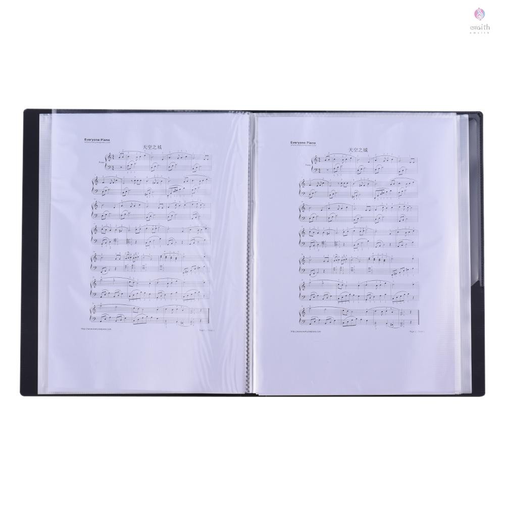 E*M Music Sheet Score File Paper Documents Storage Folder Holder Plastic A4 Size 40 Package Pockets