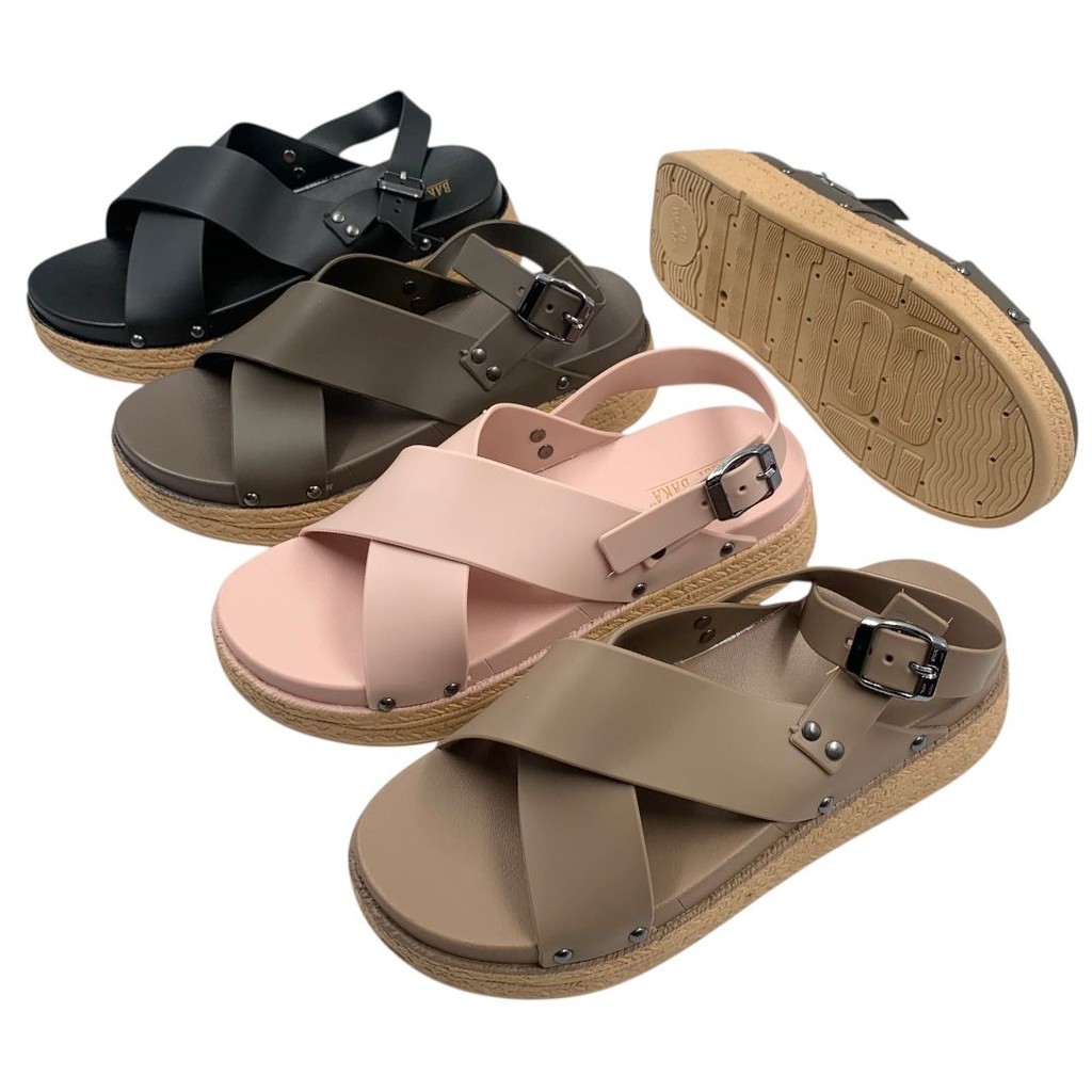 Bara Bara Womens Cross-Strap Wedge Sandals WS668-BR3 (Y6)