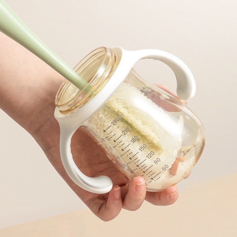 แปรงล้างขวดนม หัวฟองน้ำ 2in1 แบบด้ามจับยาว แปรงล้างแก้ว เปลี่ยนฟองน้ำได้ แปรงล้าง เปลี่ยนหัวได้ แปรงล้างขวด แปรงขัด - รูปที่ 3