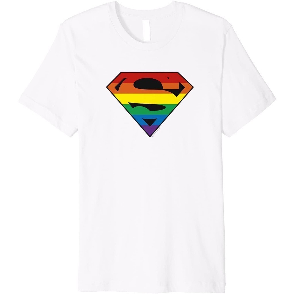 DC Comics Pride Superman Rainbow Logo Premium Adult T-Shirt