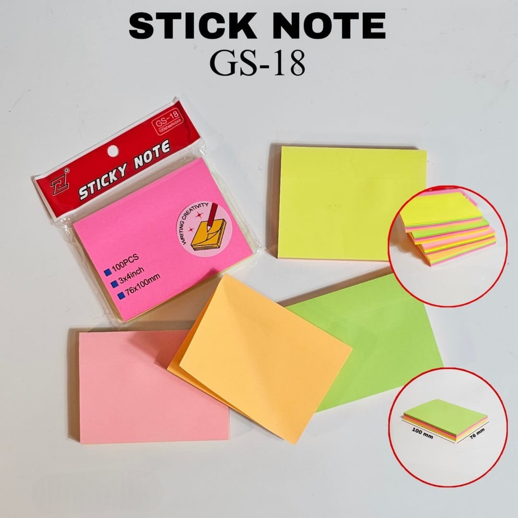 MJ Stick Note 3x4/100 5 สี Rainbow/Sticky Note/Notes Stick