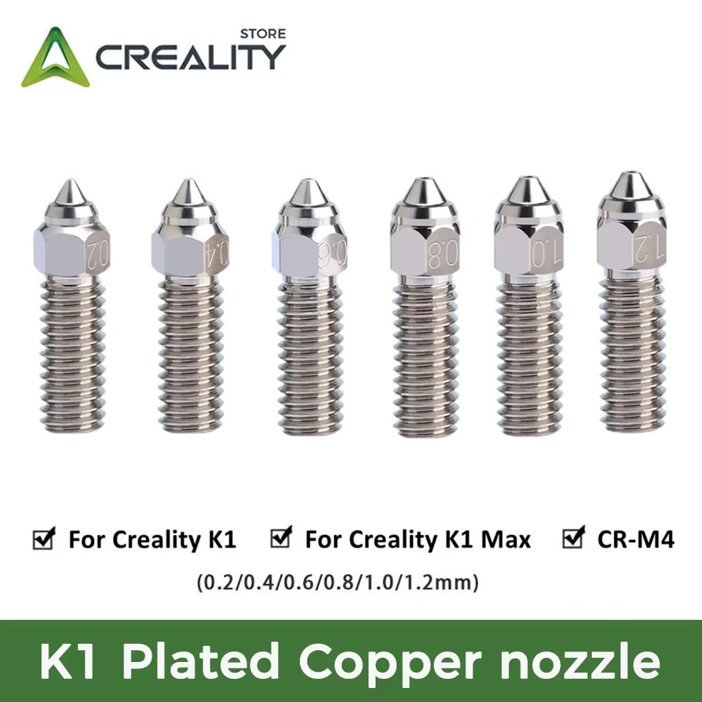 CREALITY K1/K1 MAX Nozzle 0.2/0.4/0.6/0.8/1.0/1.2mm 3D Printer Part Hardened Steel Plated Copper Hig