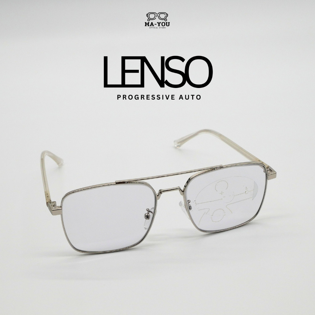 แว่นสายตายาวเลนส์โปรเกรสซีฟ [เลนส์ตัดใหม่] รุ่น LENSO เลนโซ่ CF29232 แว่นสายตายาวโปรเกรสซีฟเลนส์ AUTO มองได้ 3 ระยะ