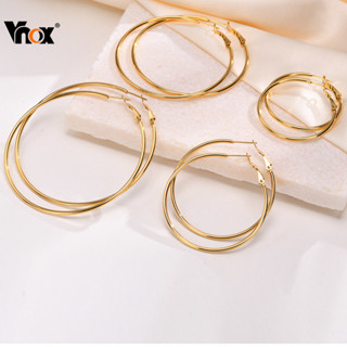 VNOX วีน็อกซ์ ต่างหูห่วงวงกลมขนาดใหญ่ สแตนเลส ไม่แพ้ง่าย เสร…