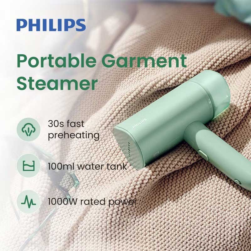 Philips Steamer STH3010/78 - 1000W Fast Heat-Up 30s, ไอน้ํา 20g/min, ด้ามจับพับได้, สายไฟ 1.8 ม. (22