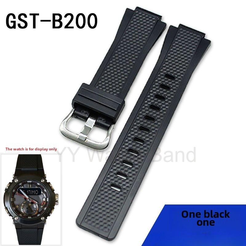 สร้อยข้อมือนาฬิกายางยื่น 16 มม. สําหรับ 5608 GST-B200 สายรัดเรซินกีฬาลําลองสีดํา Quick Release สายนา