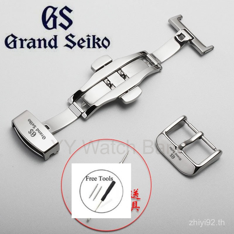 หัวเข็มขัดนาฬิกา Grand Seiko ระดับพรีเมียม ขนาด 10/12/14/16/18/20/22 มม. สำหรับ SBGA407/SBGA435 ตัวล็อคสแตนเลสแบบผีเสื้อ/หมุด - ล็อคแบบยูนิเซ็กซ์