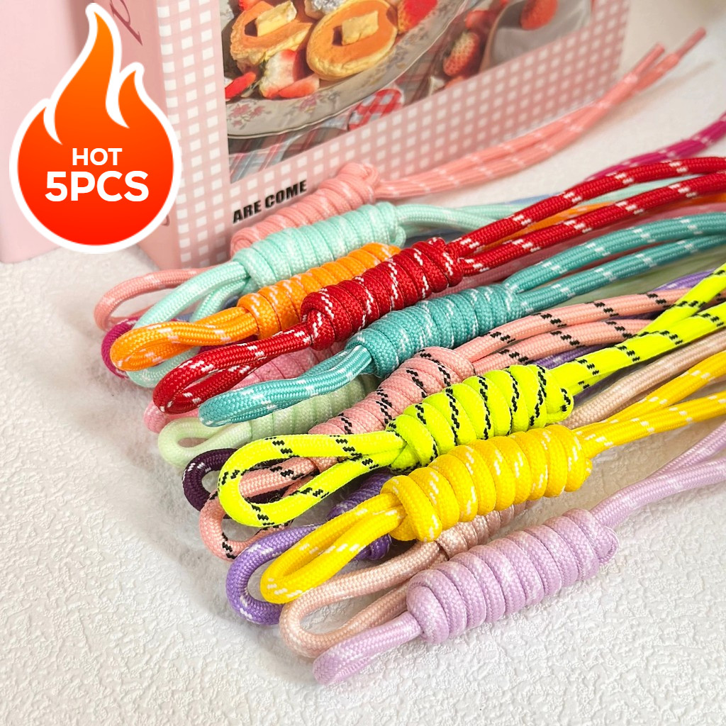 5ชิ้นที่มีสีสันถักเชือกเส้นเล็กป้องกันการโจรกรรมเชือกไนล่อนกระเป๋าเป้สะพายหลังสายรัดกระเป๋าตกแต่ง