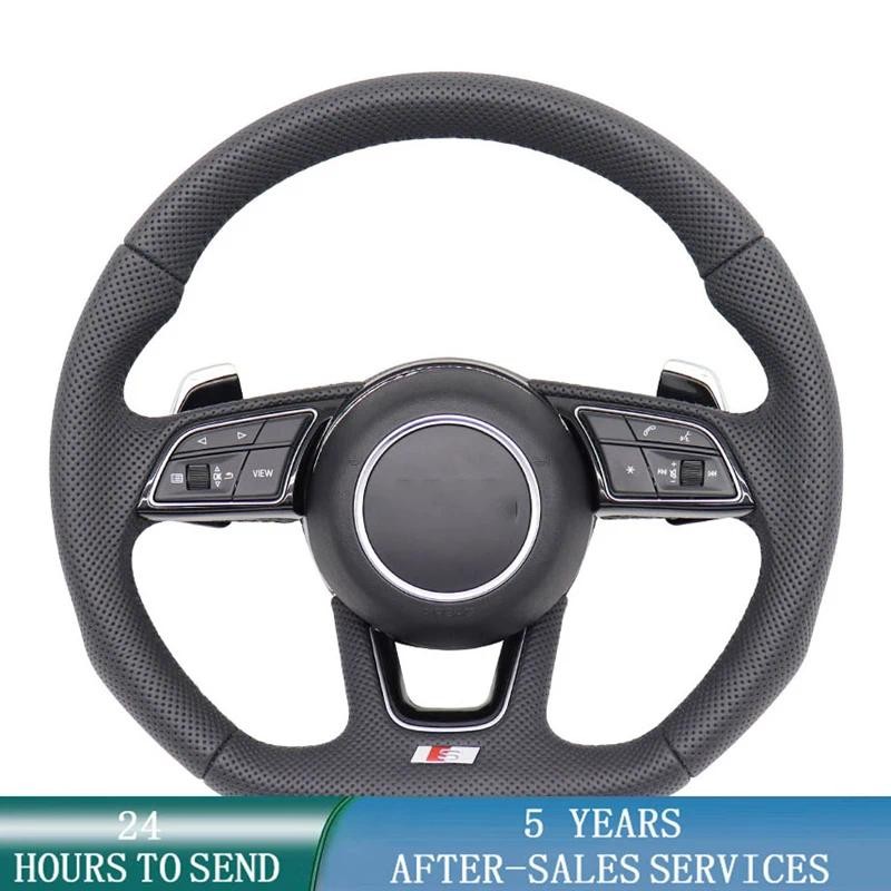 ที่กําหนดเองพวงมาลัยรถหนังไมโครไฟเบอร์สําหรับ Audi A3 (8V) A4 (B9) Avant A5 (F5) A1 (8X) Sportback Q