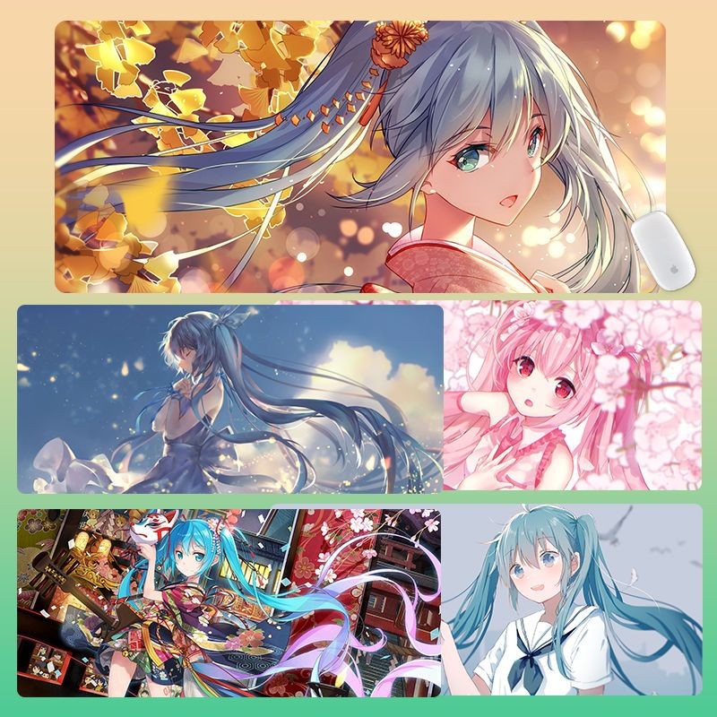 แผ่นรองเมาส์ Hatsune Miku พิมพ์ HD แผ่นรองเมาส์กันน้ํา Seaming ขนาดใหญ่แผ่นรองเมาส์สําหรับเล่นเกมกัน