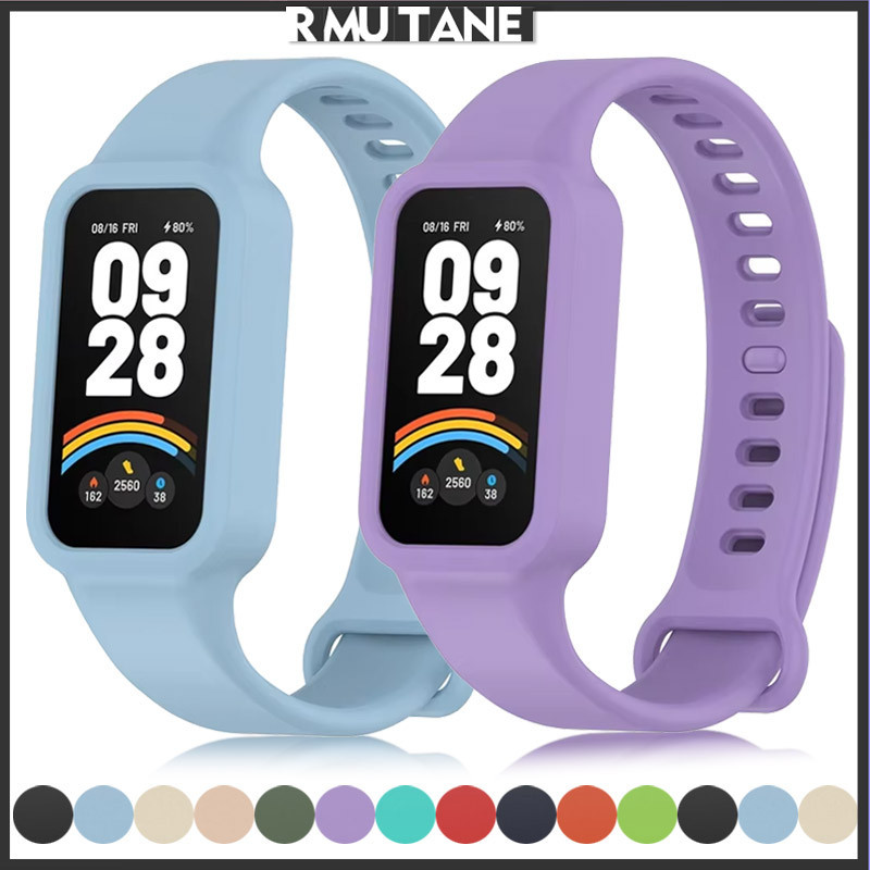 สายรัดกรณีซิลิโคน for Xiaomi Smart Band 9 Active ยางป้องกันหน้าจอโดยไม่มีวงปกฟิล์ม for Smartwatch Redmi Band 3