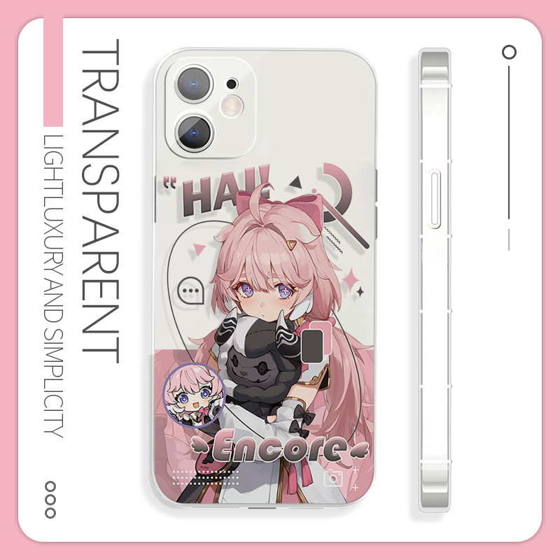 เคส TPU iPhone สําหรับ 11-16/Pro/Max พร้อม Wuthering Waves Encore ออกแบบอนิเมะในสไตล์โปร่งใส​