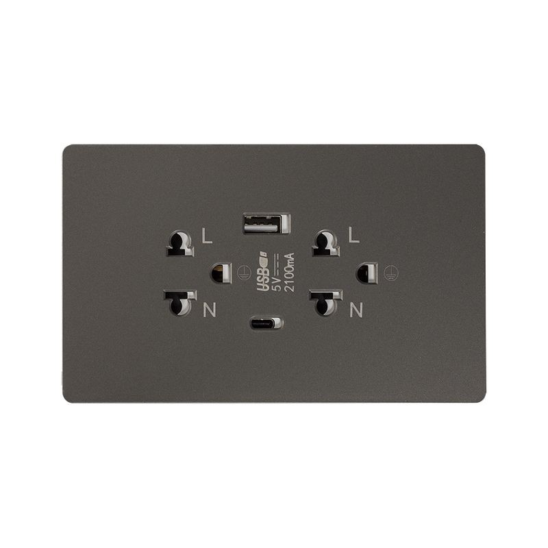MAX LIGHT TH-FT LAMOUR เต้ารับ+USB+C FS-BUSBC20เทา