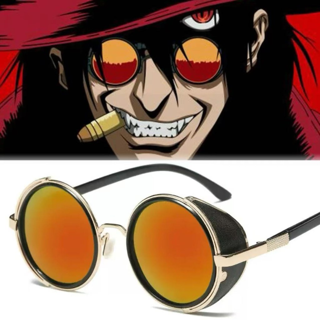Song of Hells แว่นตากันแดด HELLSING บุคลิกภาพ Alucard Cos Steampunk แว่นตากันแดด Props ชั้นลอยแมลงปา