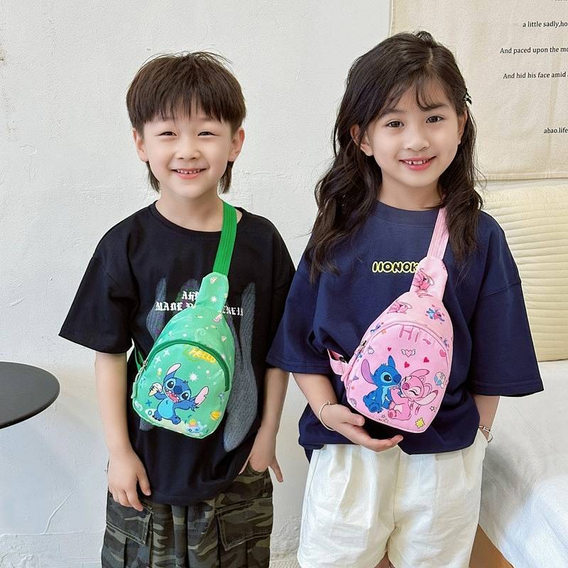 Cute Crossbody Bag Baby Bags Outdoor Travel Chest Bag Kindergarten Boys and Girls Cartoon Stitch Bac