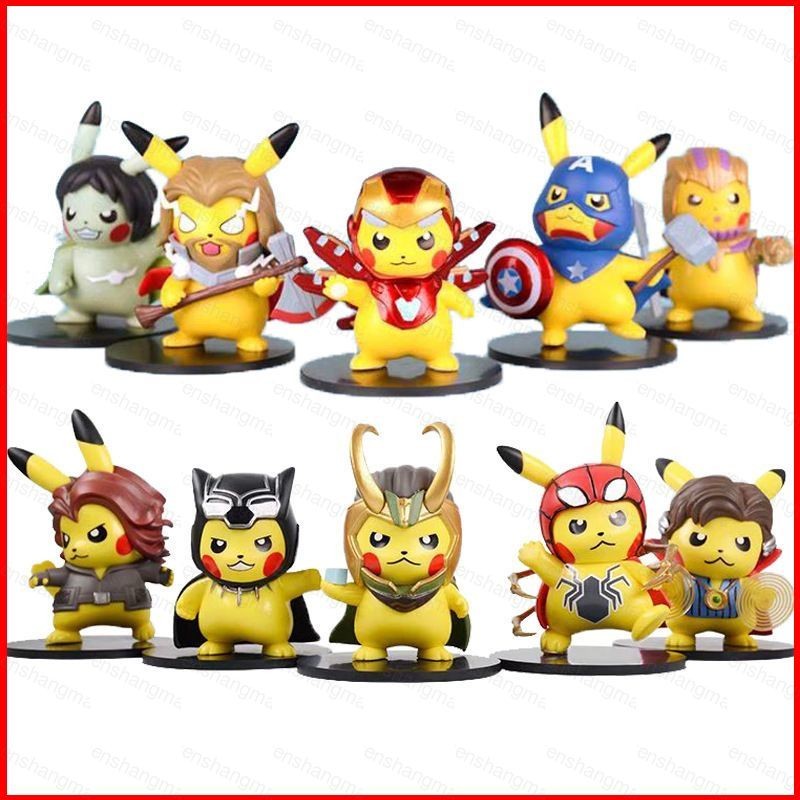 PS3 Pikachu คอสเพลย์ Avengers Action Figure Thor Thanos Hulk Spiderman Iron man Loki ตุ๊กตาของเล่นสํ