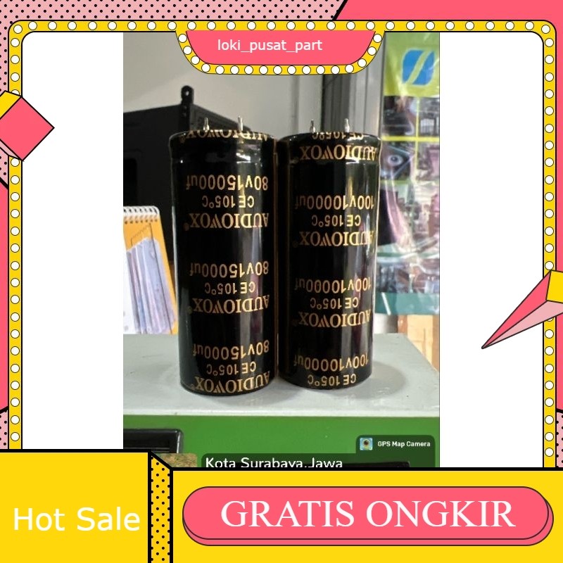 AUDIOVOX ทอง 3x7 ซม. 10000uf/100v และ 15000uf/80v