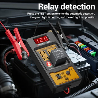PCBFUN เครื่องทดสอบรีเลย์ เช็คแบตเตอรี่ แสดงแรงดันดิจิทัล ช่อง4/5เท้า ไฟLED 12V/24V Car Relay&Battery Tester