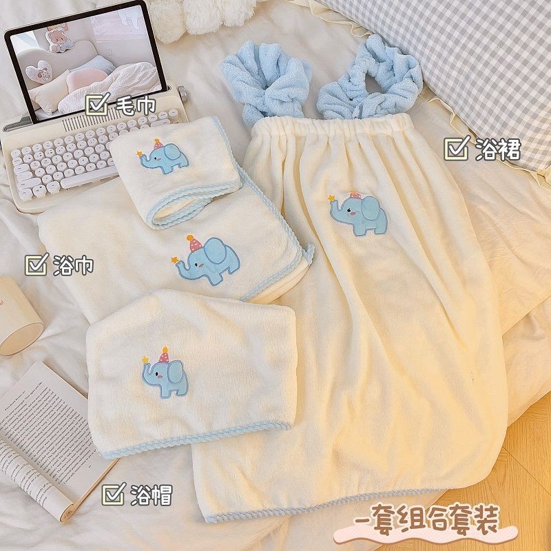 ใหม่สไตล์สลิงเสื้อคลุมอาบน้ําสวมใส่ผู้ใหญ่ผ้าขนหนูอาบน้ําดูดซับน้ําแห้งเร็วน่ารักเด็กช้างการ์ตูนอาบน้ําอาบน้ํากระโปรงนักเรียนหญิงใช้ - รูปที่ 2