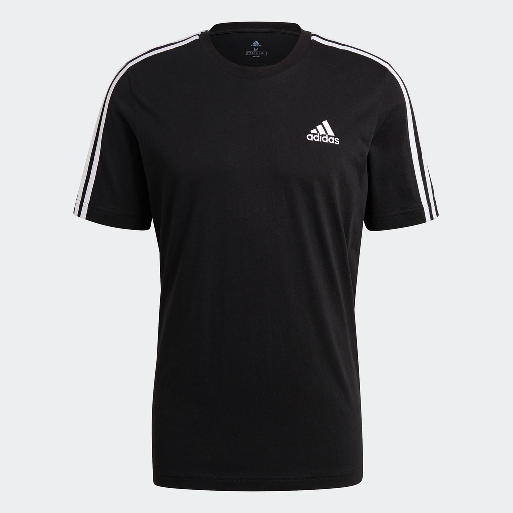 adidas ไลฟ์สไตล์ เสื้อยืด Essentials 3-Stripes ผู้ชาย สีดำ GL3732