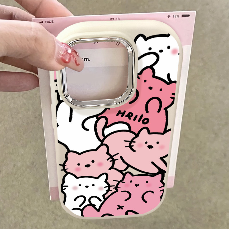 Say Hello To The Pink Cat Case สําหรับ IPhone 11 12 13 14 15 16pro Max Se2020 7 8 Plus X Xr Xsmax หร