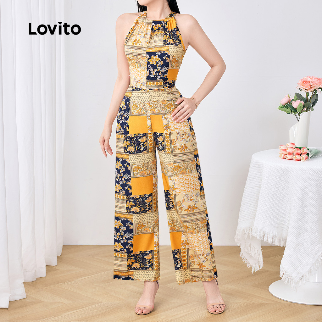 (New) Lovito ชุดจัมพ์สูทโบฮีสำหรับฤดูใบไม้ผลิ/ร้อน สำหรับผู้หญิง L143ED448