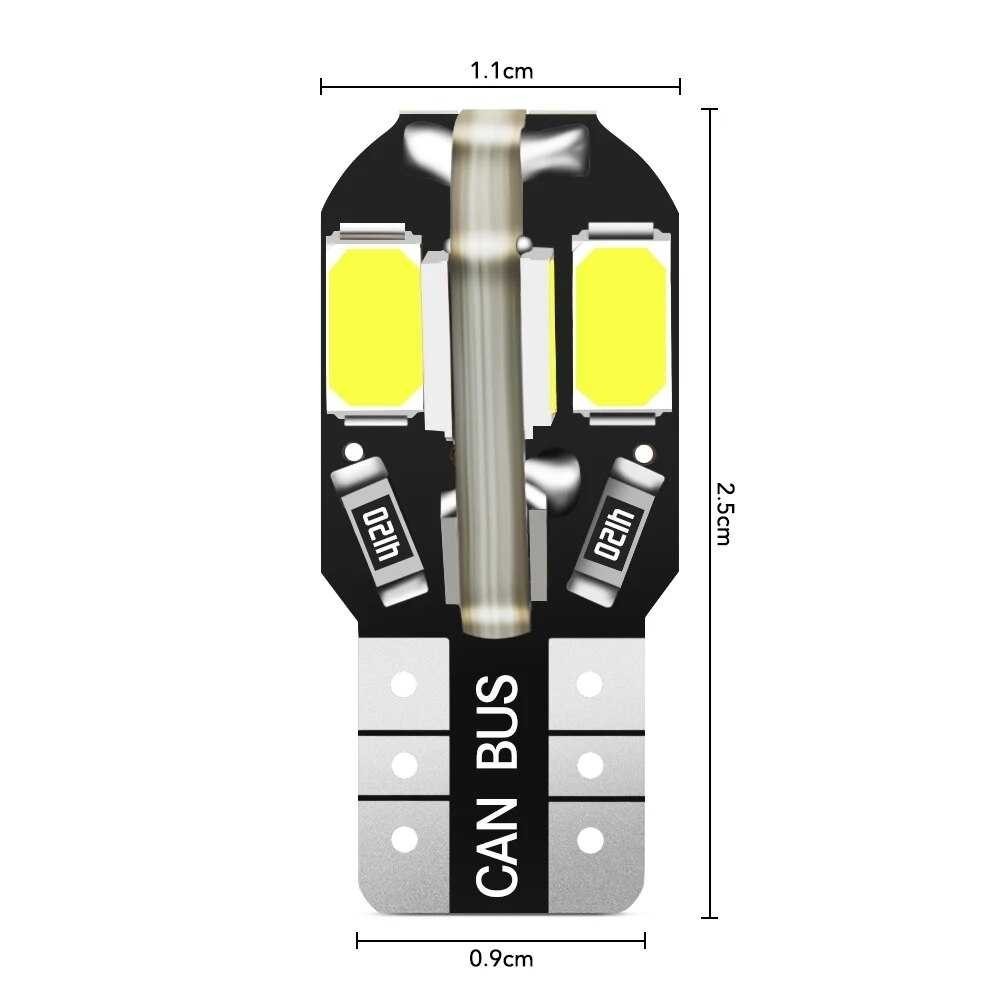 SAKHSHP ASLENT LED Canbus LED ไฟจอดรถรถยนต์ T10 W5W 12V Cool White 1 PCS - 8SMD