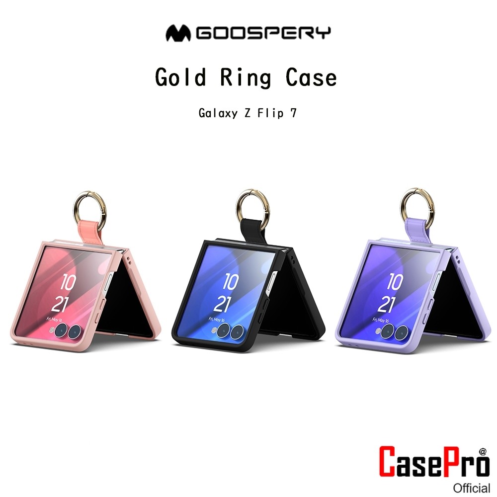 GOOSPERY Gold Ring Case เคสกันกระแทกพร้อมแหวนคล้องนิ้วเกรดพรีเมี่ยมจากเกาหลี เคสสำหรับ Galaxy Z Flip
