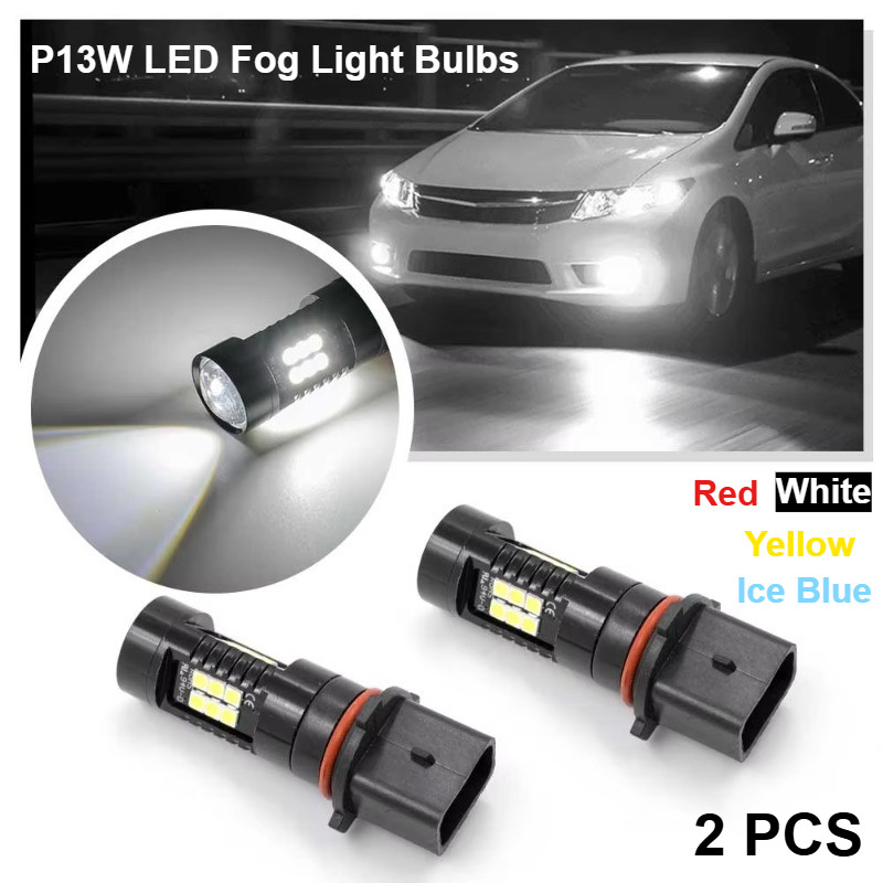 2PCS P13W หลอดไฟ LED หมอกสําหรับรถบรรทุก Vans SUVs Universal Fit Ice Blue White