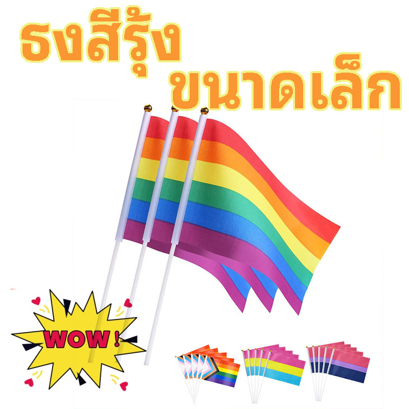 ธง หลากหลายทางเพศ ธงสีรุ้ง สีรุ้ง ขนาดเล็ก แบบพกพา สําหรับตกแต่งปาร์ตี้ 10 ชิ้น