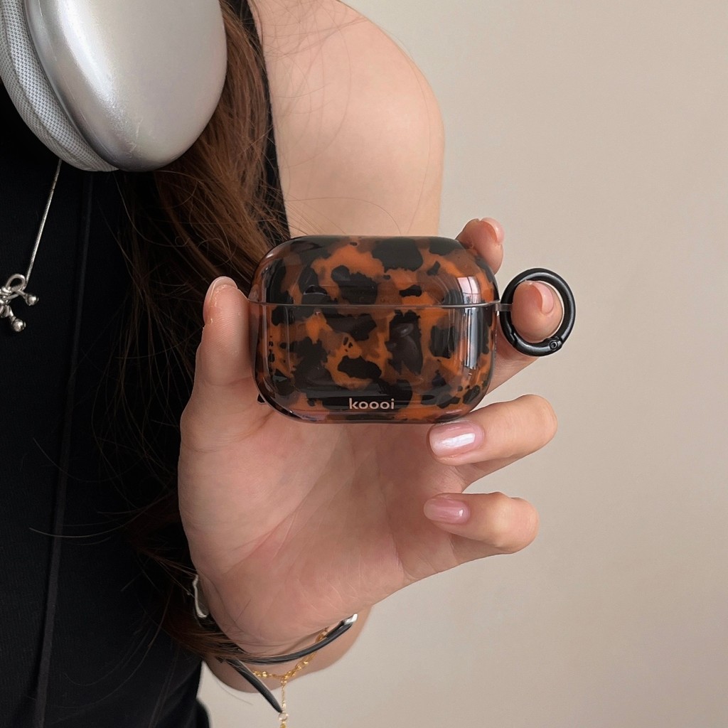 Stylish Dark สี Tortoiseshell Amber Glossy สําหรับ AirPods 1 2 3 4 Pro Pro3 2025 AirPods Pro 2 กันกระแทกป้องกันกรณี