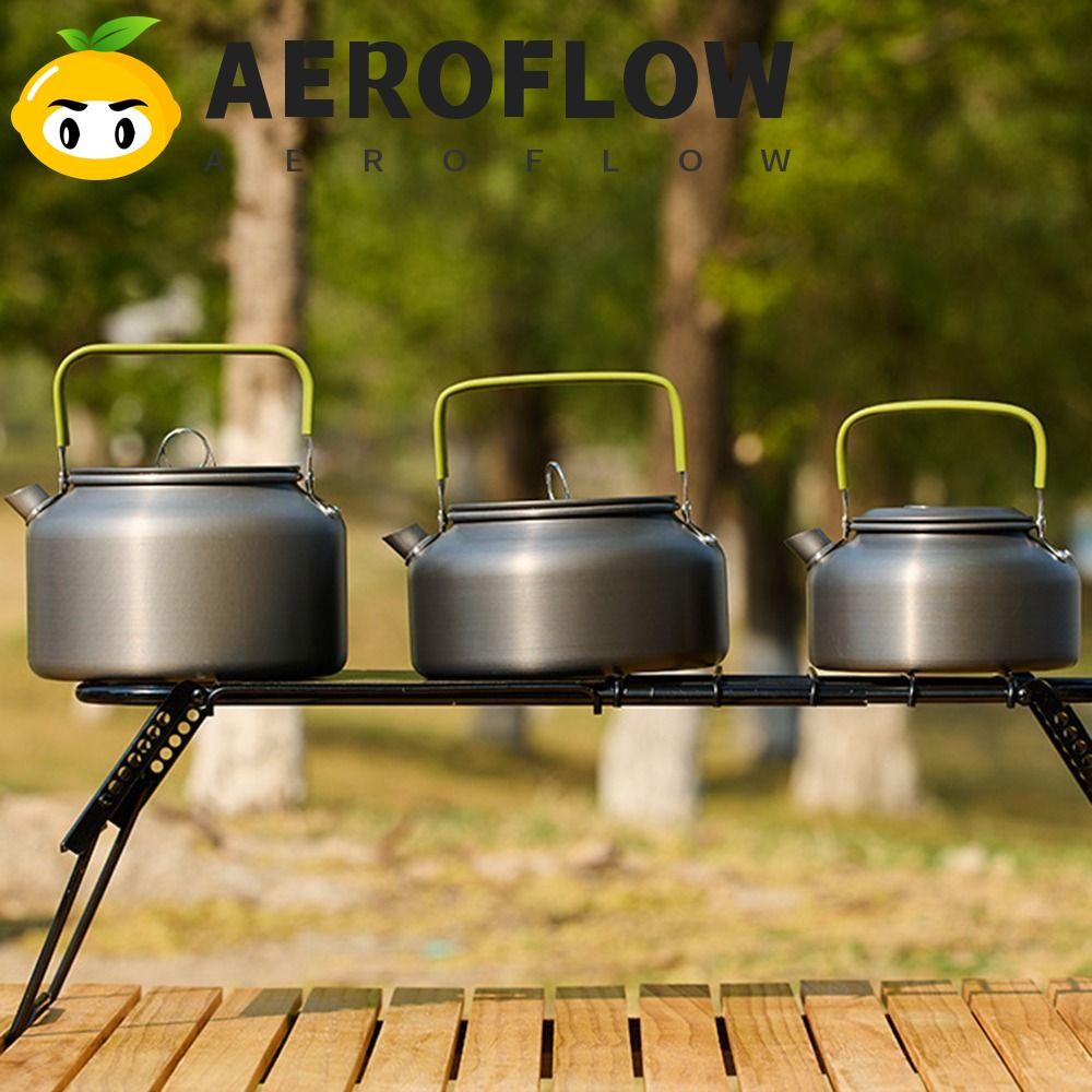 Aeroflow กาน้ําชากลางแจ้ง, พร้อมถุงเก็บอลูมิเนียมแคมป์ปิ้งกาต้มน้ํากาแฟ, ผัดสั้นพวยลื่น Anti-scalding Handle หม้อต้มน้ําเดินป่า