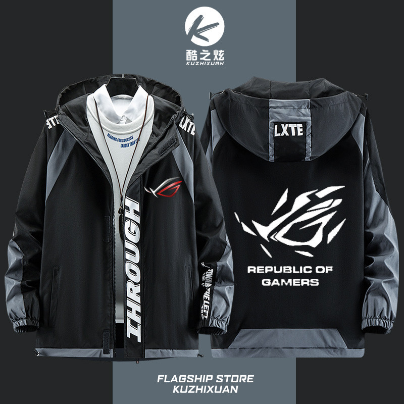 R ROG Player Country Prodigal Eye Merchanted Jacket ผู้ชายผู้หญิงกีฬากลางแจ้ง Casual Top Gaming Zipp