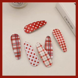 กิ๊บติดผมลายจุดสีแดง BB clip หน้าม้าลายตารางหมากรุกสีแดงและสีขาว กิ๊บติดผมสไตล์เกาหลีสไตล์สาวหวาน
