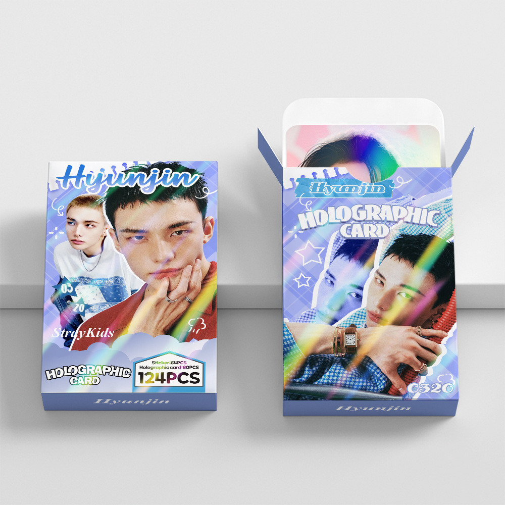 124pcs STRAY KIDS HyunJin Felix เลเซอร์โฮโลแกรมการ์ด Lomo ATEEZ ใน Fatasy Photocards The Star Chapte