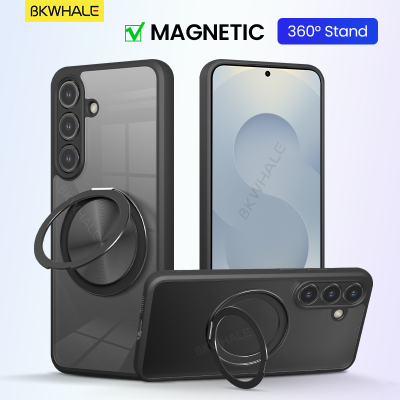 SAMSUNG BKWHALE 360° หมุนแม่เหล็กยึดเคสโทรศัพท์สําหรับSamsung Galaxy S25FE S24FE S23FE S25 + S25 Edge S24 + S23 + S23 Plus S22 Ultra A56 A36 A26 A16 A06 A55 A35 A25 A15 กรณี