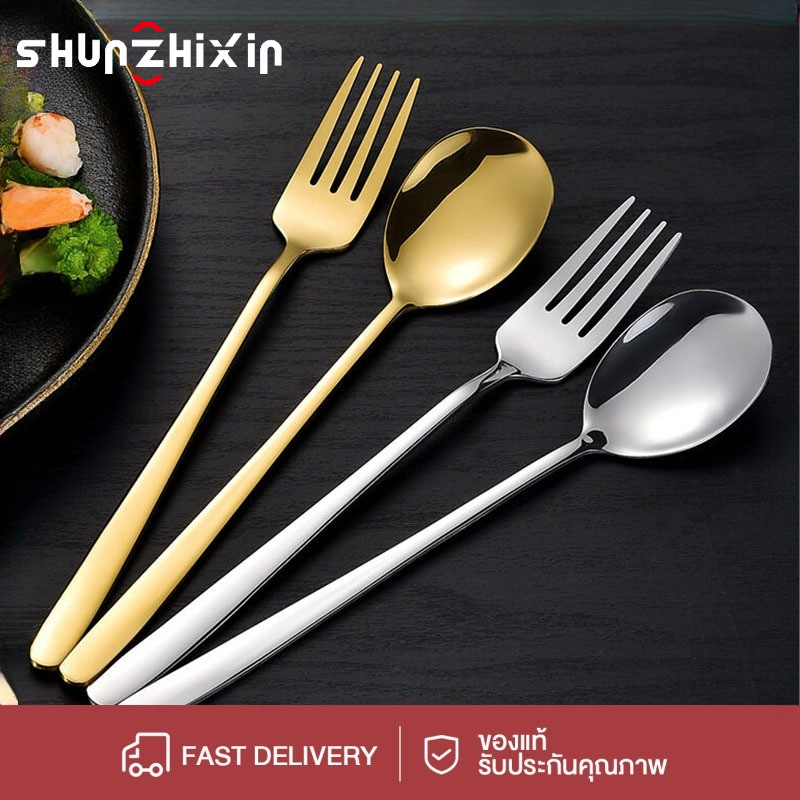 SZX ชุดช้อนส้อม งานสแตนเลส​ สไตล์​เกาหลี ช้อน ส้อมอย่างดี