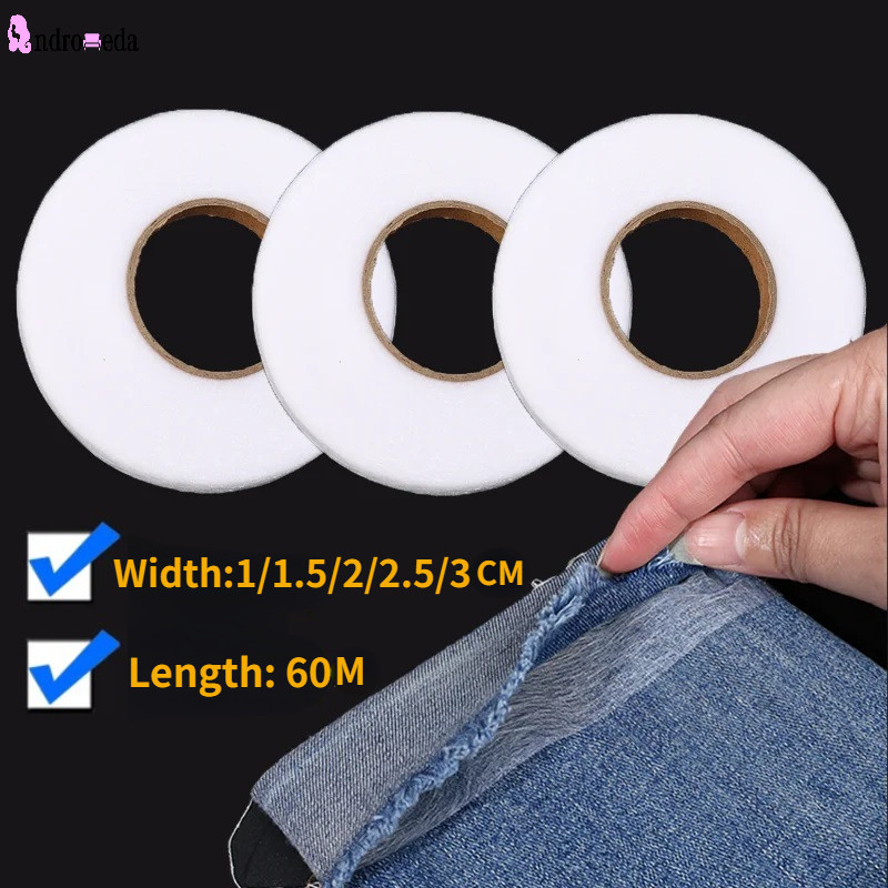 60m/ม้วนไม่ทอผ้ากาวสองด้านผ้า Interlining เครื่องแต่งกาย Iron-on Hem เทปขอบ Shorten กางเกง DIY บ้านอุปกรณ์เย็บผ้า