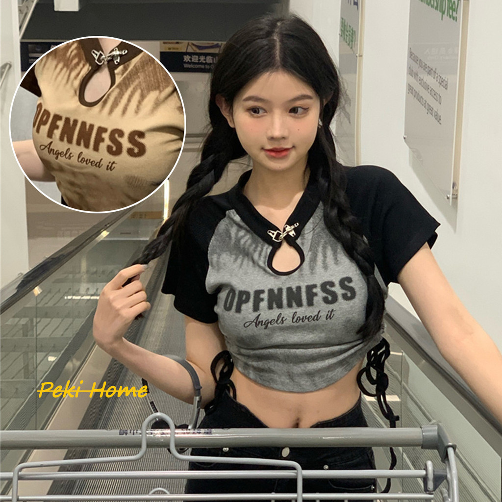 เสื้อครอปแขนสั้นสำหรับสาวๆดีไซน์ใหม่สุดเก๋ เสื้อครอปแขนสั้นของผู้หญิง 2024