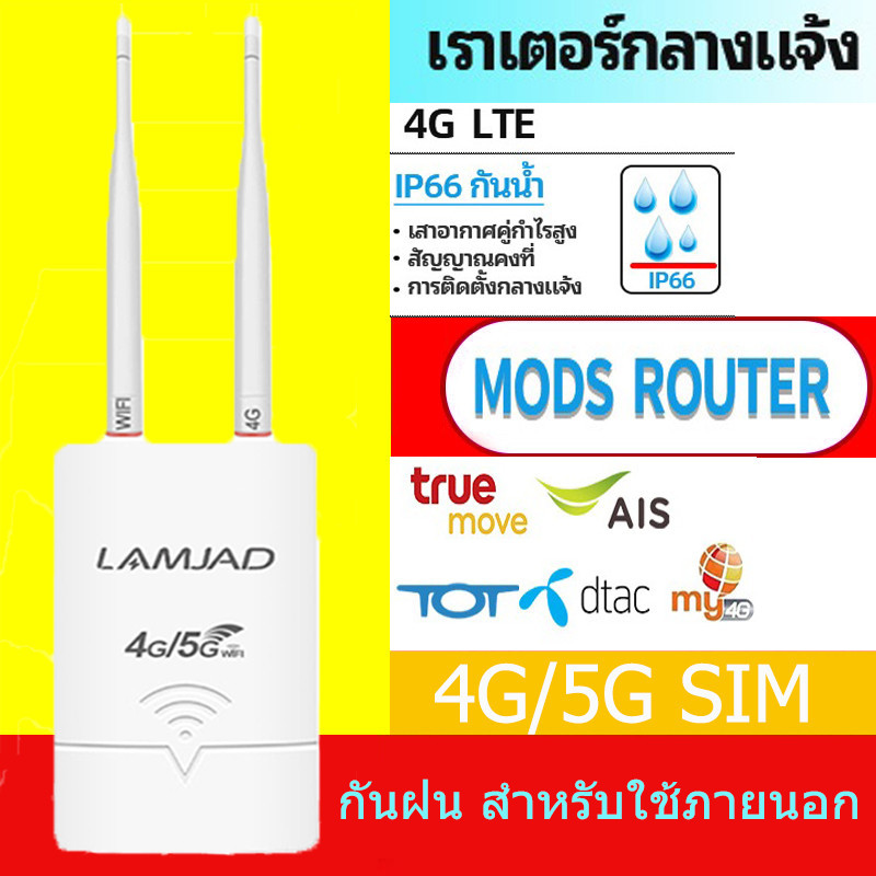 เร้าเตอร์ ใส่ซิม รองรับ ทุกเครือข่าย OUTDOOR 4G/5G Router กระจายไวไฟ กันฝน สำหรับใช้ภายนอก