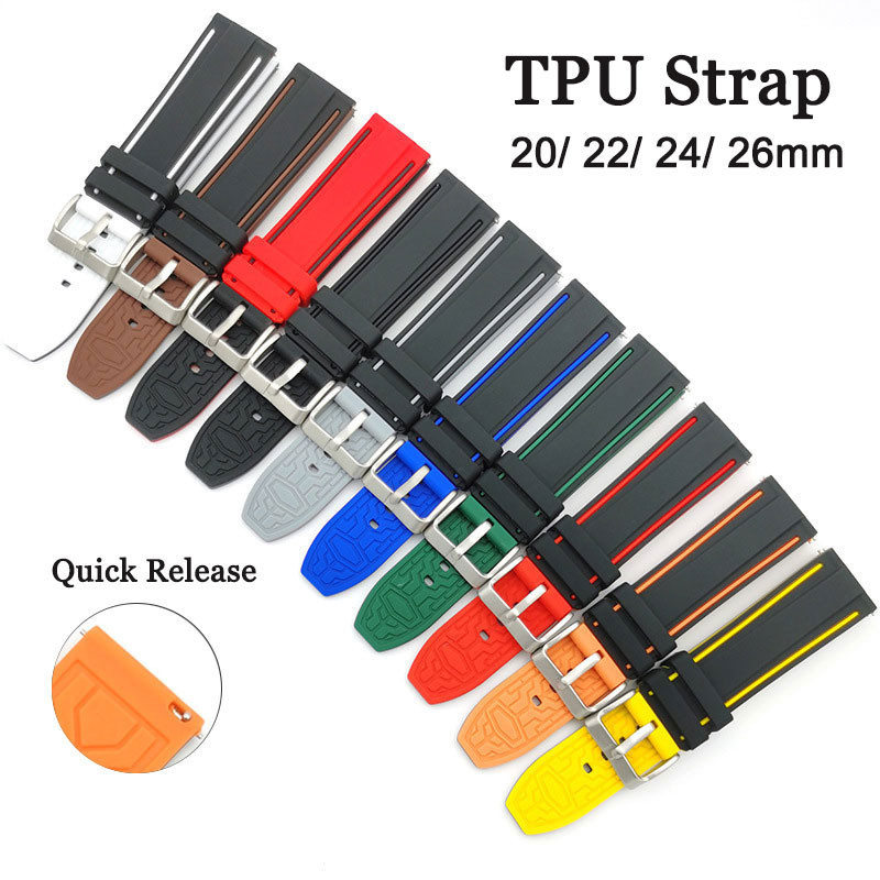 Quick Release TPU สายนาฬิกา 20 มม.22 มม.24 มม.26 มม.สําหรับ Omega สําหรับ Co-branded Joint Moonswatch Planetary กีฬาสร้อยข้อมือยางซิลิโคน WatchBand ผู้หญิงผู้ชายเข็มขัดข้อมือ