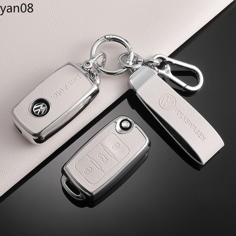 Tpu + หนังรถ Flip Key Case สําหรับ Volkswagen VW Polo Golf Passat Tiguan Beetle แคดดี้ T5 Up Eos auto อุปกรณ์เสริม
