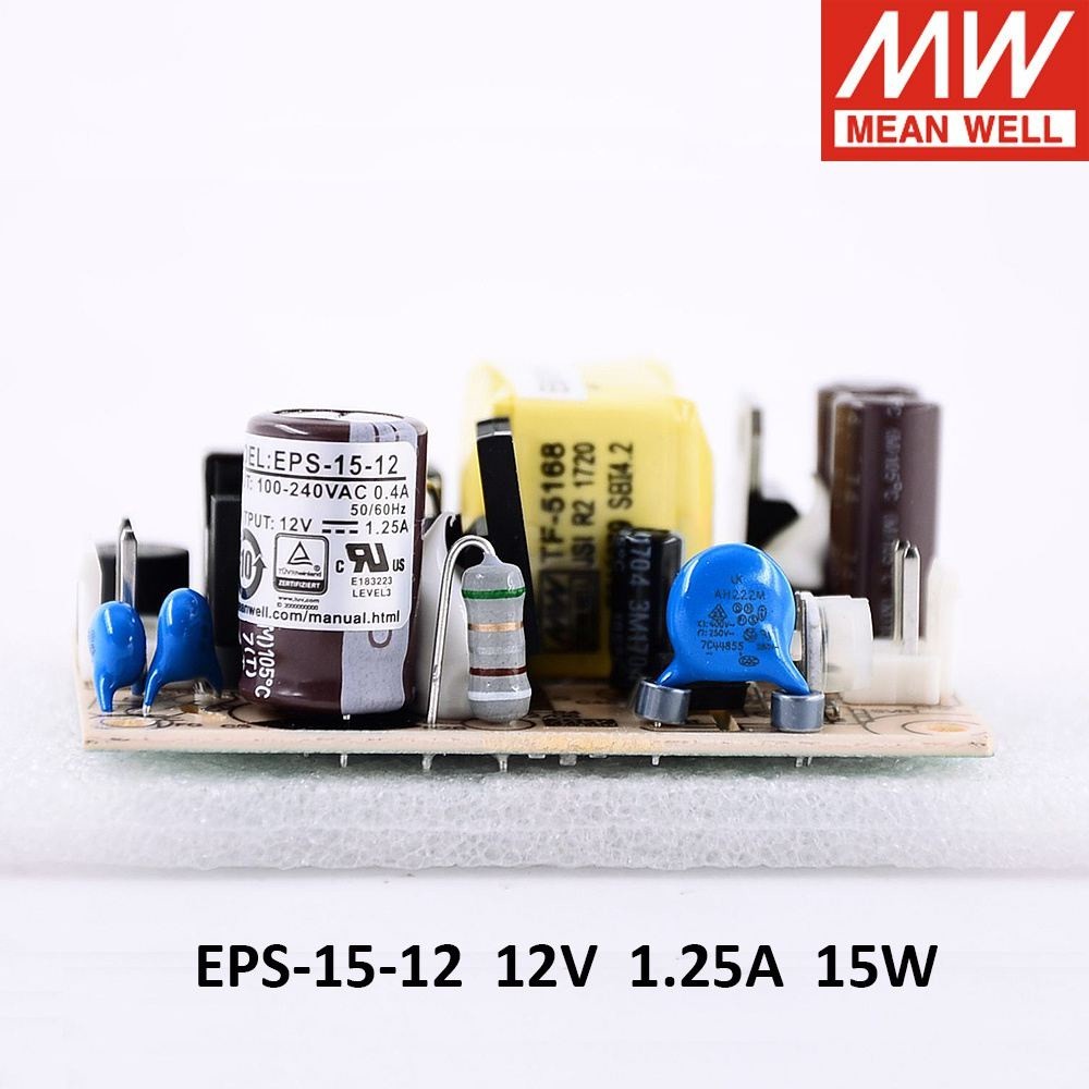 ✢Taiwan MEAN WELL Open Frame PCB Switching Power Supply EPS-15-12 15W 12V 1.38A High Efficiency Low