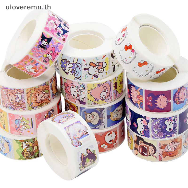 Ulo สติกเกอร์ม้วนการ์ตูนแอนิเมชั่นตัวละครสติกเกอร์ติดด้วยตนเองสติกเกอร์ปิดผนึกป้ายน่ารัก TH